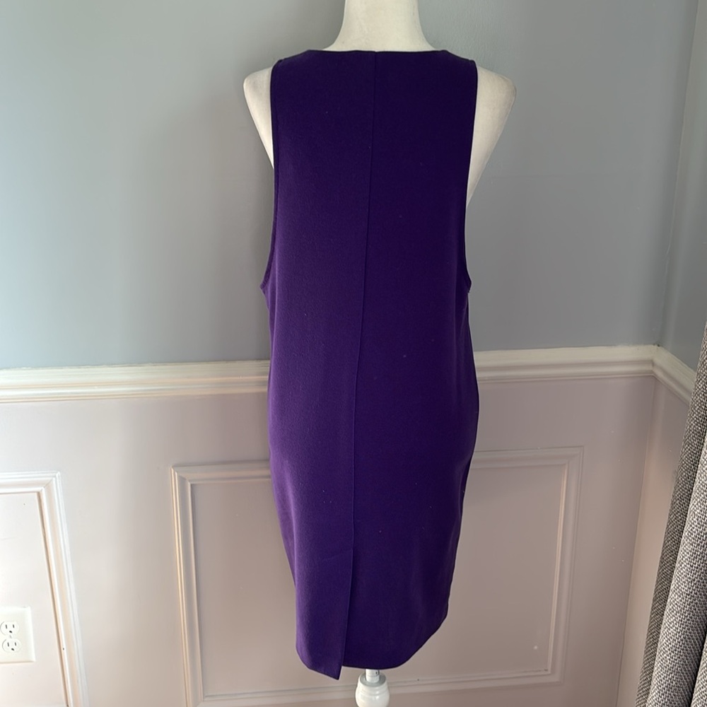 Michele Petite Jumper Deep V-Neck Purple Mini Dress Mod Vintage Size 8 - Picture 10 of 15